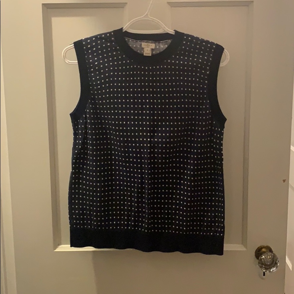 Jcrew navy blue and white cotton shell